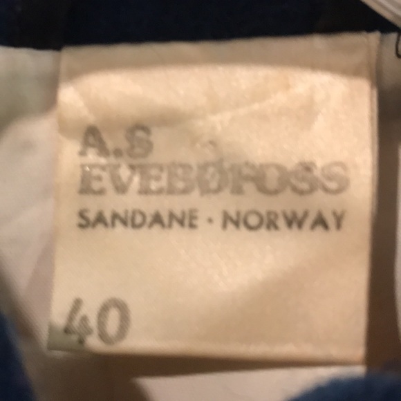 Vintage Scandinavian Wool Jacket A.S. Evebofoss Womens Size M/L Ivory Blue - Picture 4 of 13